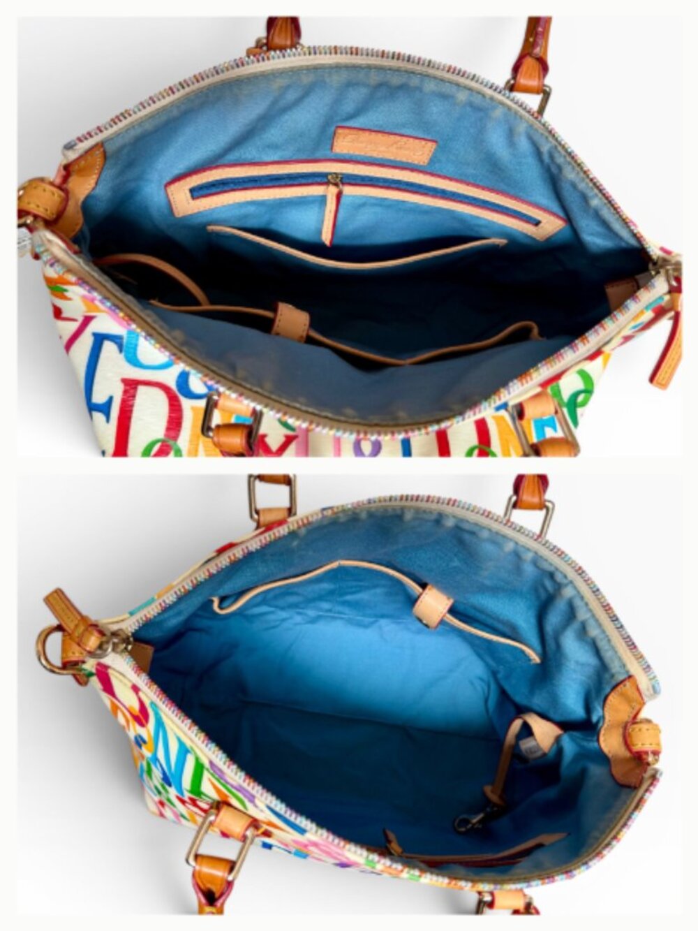 Dooney & Bourke Rainbow Retro DB Grafica Satchel Crossbody Canvas Leather Large - Picture 11 of 12
